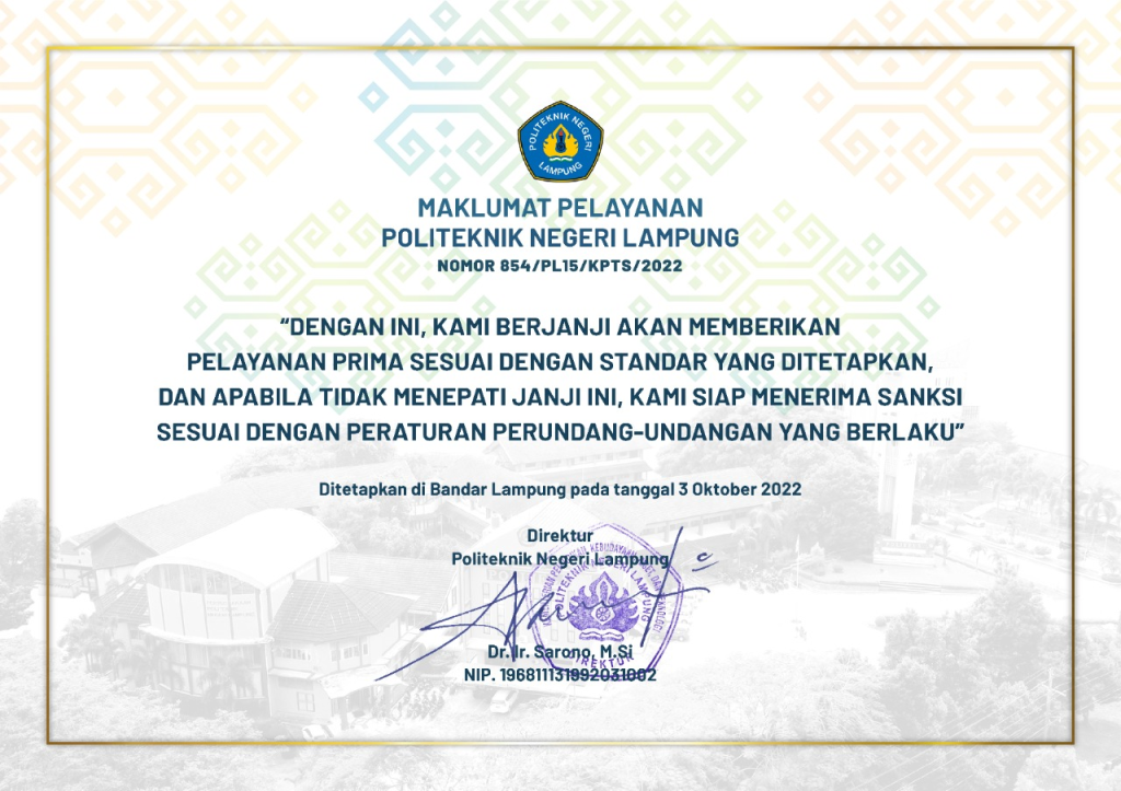 Maklumat Pelayanan PPID Politeknik Negeri Lampung
